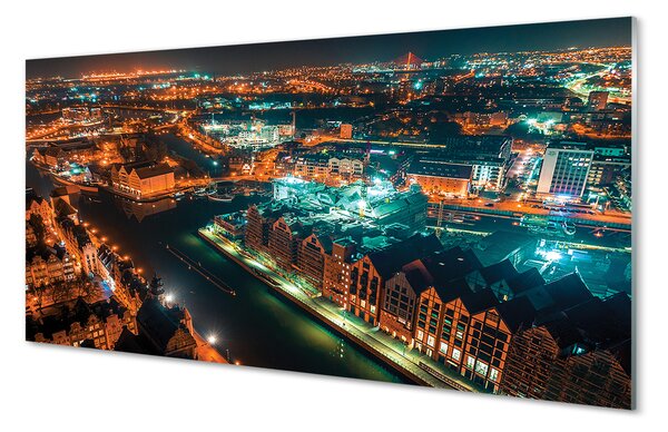 Panouri de sticlă Gdańsk River noapte panoramă
