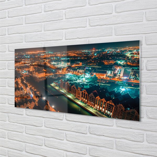 Panouri de sticlă Gdańsk River noapte panoramă