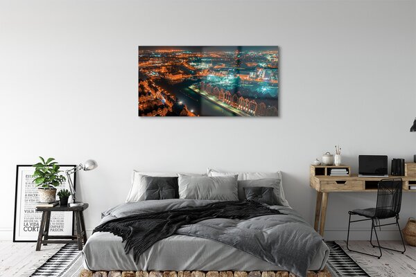 Tablouri pe sticlă Gdańsk River noapte panoramă