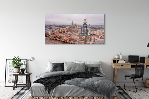 Tablouri pe sticlă Cracovia Panorama bisericilor de iarnă
