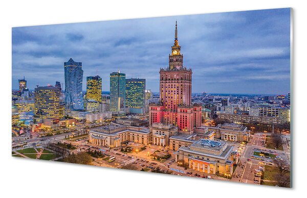 Tablouri pe sticlă Varșovia Panorama apus de soare