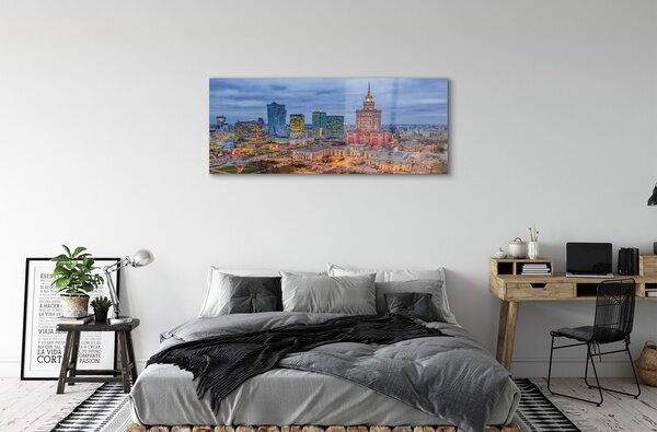 Tablouri pe sticlă Varșovia Panorama apus de soare