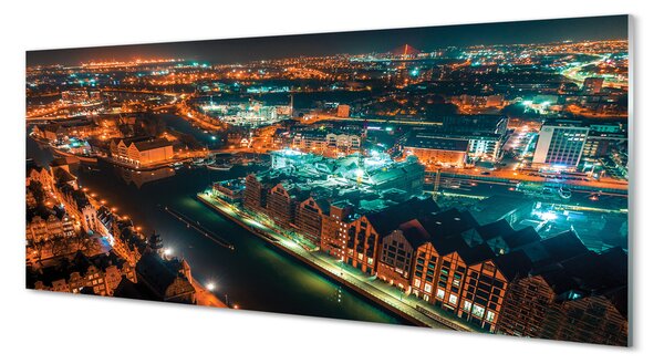 Panouri de sticlă Gdańsk River noapte panoramă