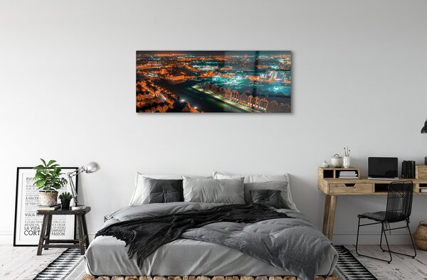 Tablouri pe sticlă Gdańsk River noapte panoramă