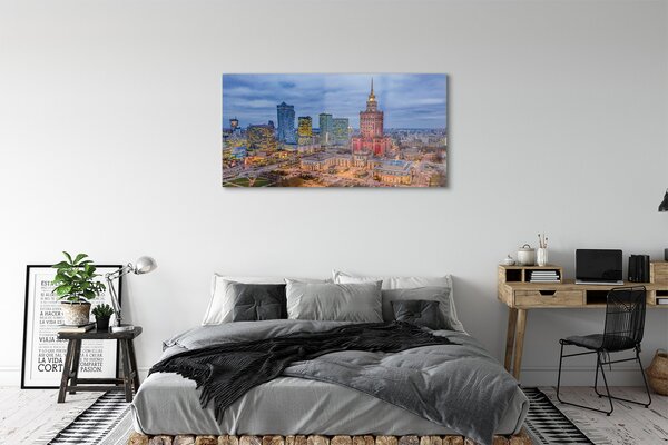Tablouri pe sticlă Varșovia Panorama apus de soare