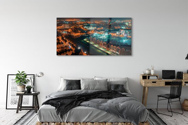 Tablouri pe sticlă Gdańsk River noapte panoramă