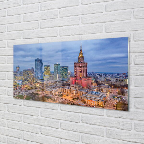 Tablouri pe sticlă Varșovia Panorama apus de soare
