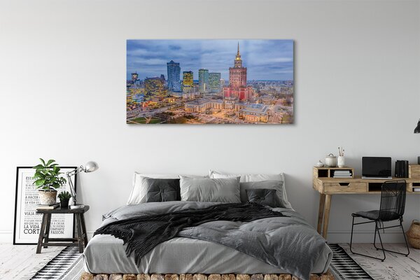Tablouri pe sticlă Varșovia Panorama apus de soare