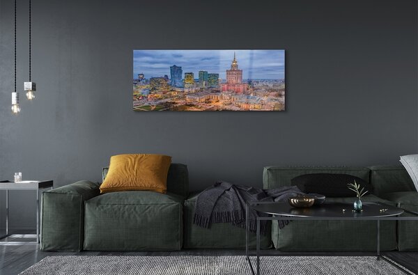 Tablouri pe sticlă Varșovia Panorama apus de soare
