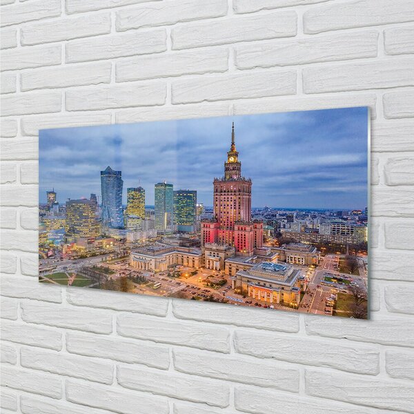 Tablouri pe sticlă Varșovia Panorama apus de soare
