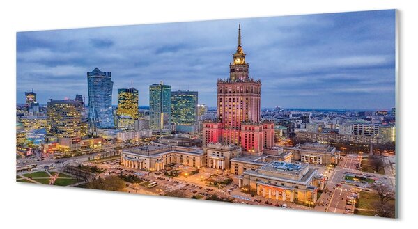 Tablouri pe sticlă Varșovia Panorama apus de soare