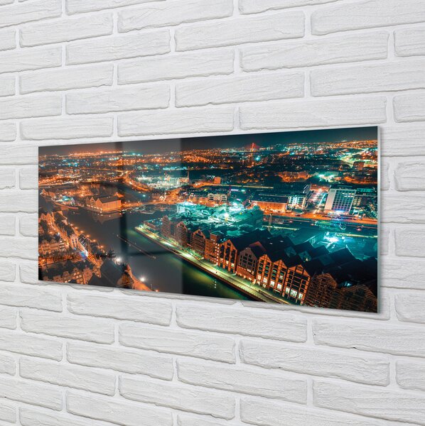 Panouri de sticlă Gdańsk River noapte panoramă