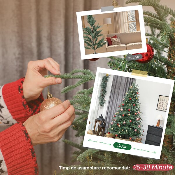 HOMCOM Brad de Crăciun Artificial de 2.1 m, Asamblare Ușoară, Verde | Aosom Romania