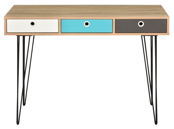 HOMCOM Birou Stil Nordic 3 Sertare, Design Minimalist Funcțional, Alb, 110x50x77.5cm | Aosom Romania