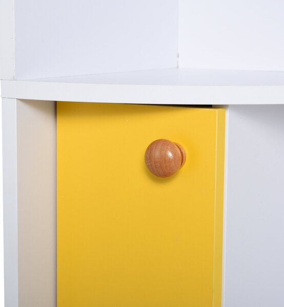 Biblioteca cu 5 niveluri cu Rafturi deschise HOMCOM 1 dulapior modern cu economisire de spatiu, alb si galben 29,8x29,9x147cm | Aosom Romania