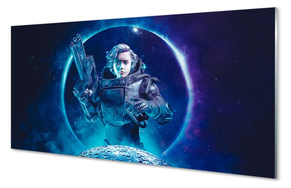 Tablouri pe sticlă Spațiu femeie luna