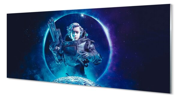 Tablouri pe sticlă Spațiu femeie luna