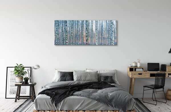 Tablouri pe sticlă Birch apus de soare pădure