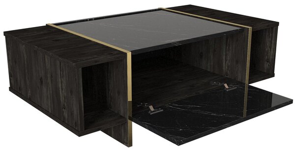 Masuta de cafea Veyron, Negru, 104x38x60 cm