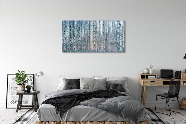 Tablouri pe sticlă Birch apus de soare pădure