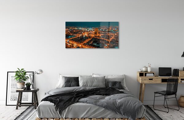 Tablouri acrilice panorama de noapte a bisericii Gdańsk