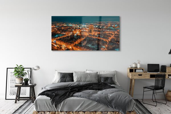 Tablouri acrilice panorama de noapte a bisericii Gdańsk