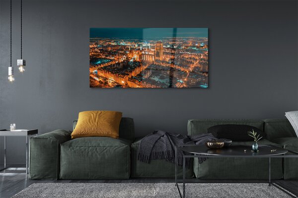 Tablouri acrilice panorama de noapte a bisericii Gdańsk
