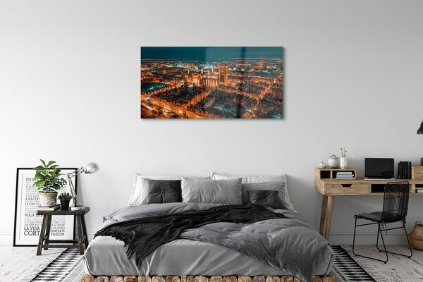 Tablouri acrilice panorama de noapte a bisericii Gdańsk