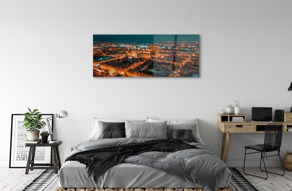 Tablouri acrilice panorama de noapte a bisericii Gdańsk