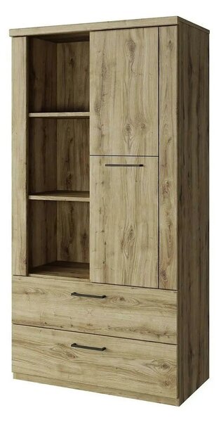 Dulap DOORSET, stejar navarra/negru, PAL laminat/plastic, 80x41x157 cm