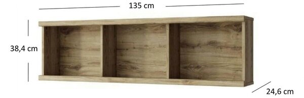 Raft DOORSET 135, stejar navarra, PAL laminat, 135x38x25 cm