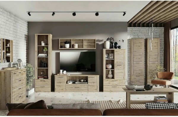 Biblioteca DOORSET, stejar navarra, PAL laminat, 55x41x210 cm