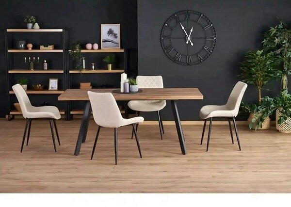Masa extensibila BERLIN, stejar/negru, 160/220x90x76 cm