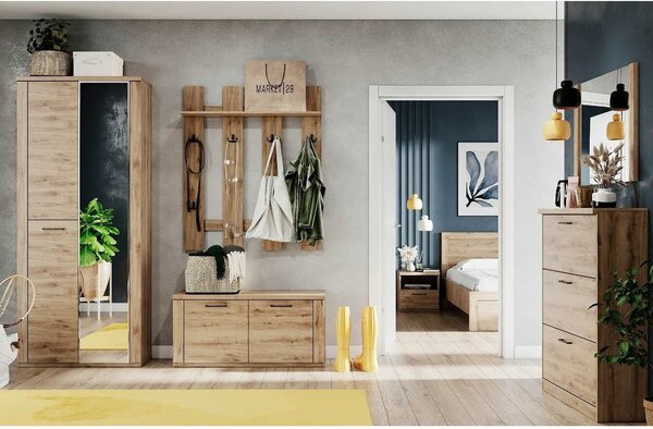 Pantofar DOORSET, stejar navarra, PAL laminat, 110x41x53 cm