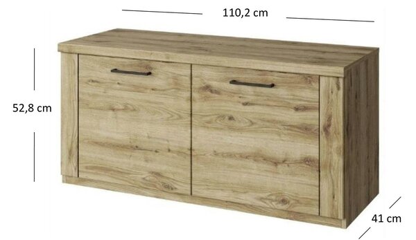 Pantofar DOORSET, stejar navarra, PAL laminat, 110x41x53 cm
