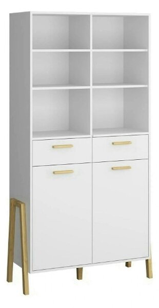 Biblioteca BELLE, alb, PAL laminat, 103x41x197 cm