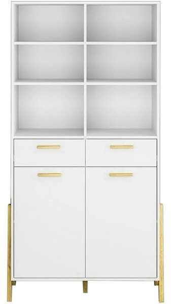 Biblioteca BELLE, alb, PAL laminat, 103x41x197 cm