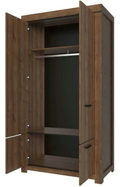 Dulap BRASS, stejar brun, PAL laminat, cu 4 usi, 112x60x210 cm