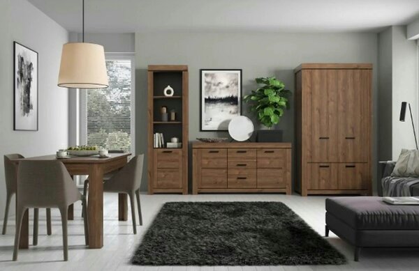 Dulap BRASS, stejar brun, PAL laminat, cu 4 usi, 112x60x210 cm