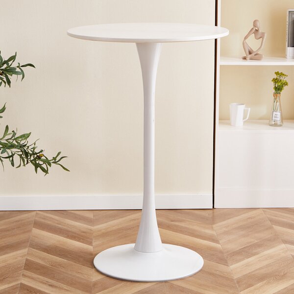 Masa de bar 2HOME stil Tulip rotunda, Alb, picior fix, 60*105cm