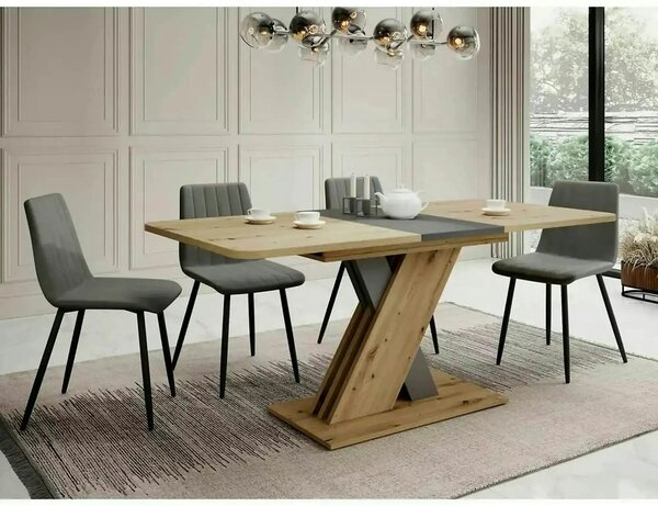 Masa extensibila EXEL, stejar artisan/gri antracit, PAL laminat, 140/1