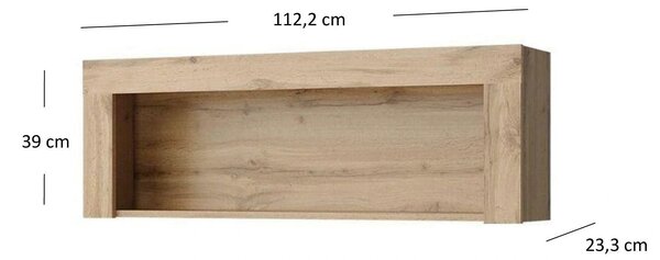 Raft MORTIZ, stejar wotan, PAL laminat, 112x23x39 cm
