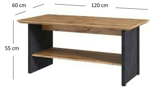 Masuta cafea NICOLE, stejar wotan/gri, PAL, 120x60x55 cm