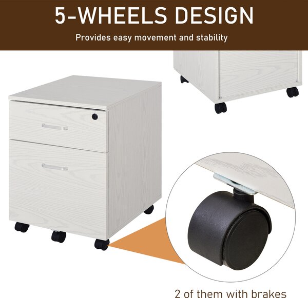 Vinsetto Organizator Documente, Dulap Depozitare Birou cu Blocare, 40x44x54.6 cm, Design Compact, Alb | Aosom Romania