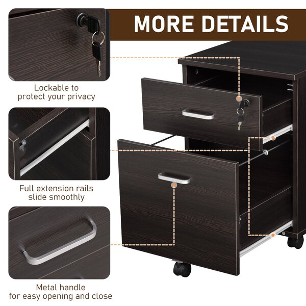 Vinsetto Dulap pentru Documente cu 2 Sertare, Mobilier de Birou Compact pentru Organizare Eficientă, 40x44x54.6cm, Design Modern | Aosom Romania