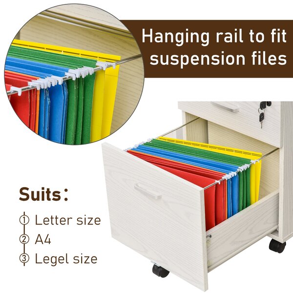 Vinsetto Organizator Documente, Dulap Depozitare Birou cu Blocare, 40x44x54.6 cm, Design Compact, Alb | Aosom Romania