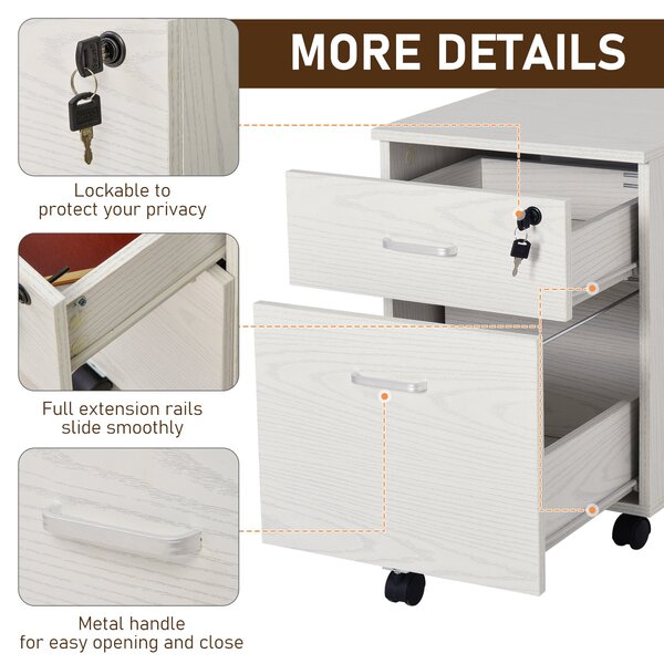 Vinsetto Organizator Documente, Dulap Depozitare Birou cu Blocare, 40x44x54.6 cm, Design Compact, Alb | Aosom Romania