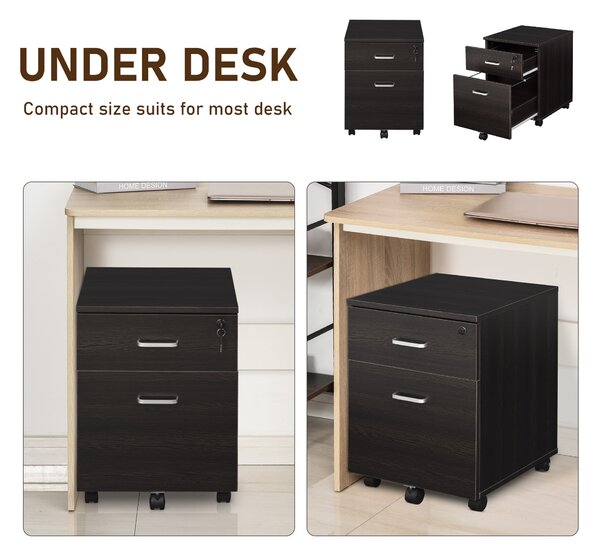 Vinsetto Dulap pentru Documente cu 2 Sertare, Mobilier de Birou Compact pentru Organizare Eficientă, 40x44x54.6cm, Design Modern | Aosom Romania