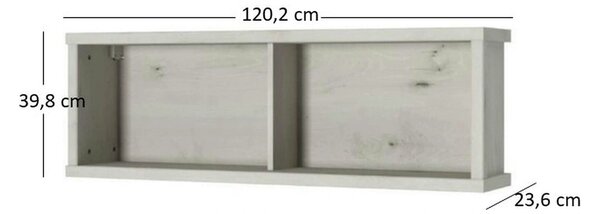 Raft NONELL, alb, PAL laminat, 120x24x40 cm