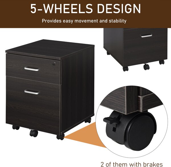 Vinsetto Dulap pentru Documente cu 2 Sertare, Mobilier de Birou Compact pentru Organizare Eficientă, 40x44x54.6cm, Design Modern | Aosom Romania